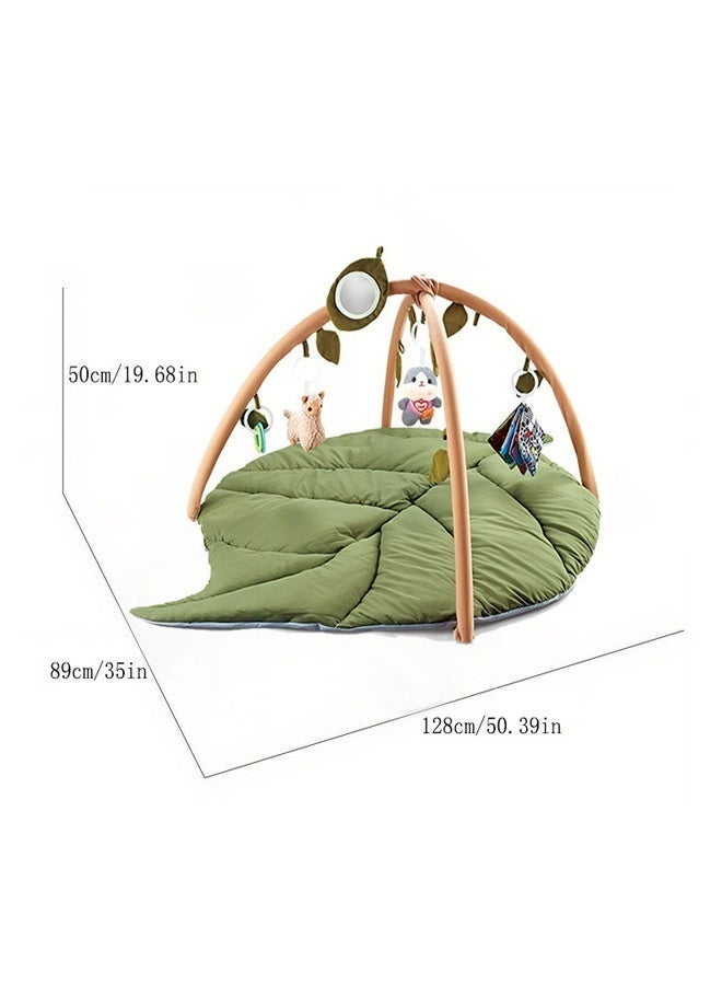 Beauenty Baby Gym Play Mat, Oversize Leaf Shaped Activity Gym Playmat with 6 Detachable Toys, Tummy Time Mats Motor Skills & Sensory Development Mat High Contrast Toys & Self-Discovery Mirror - Image 5