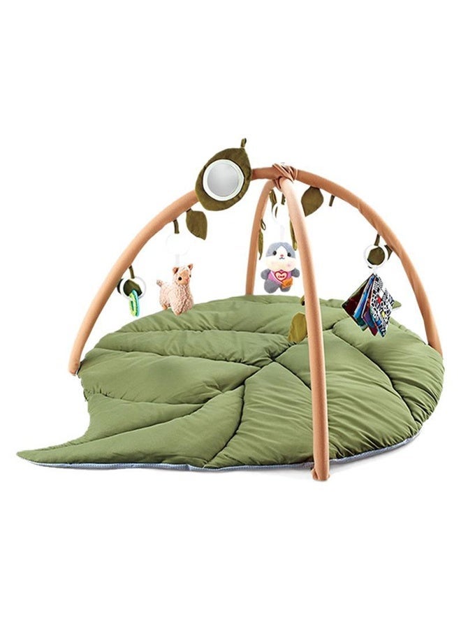 Beauenty Baby Gym Play Mat, Oversize Leaf Shaped Activity Gym Playmat with 6 Detachable Toys, Tummy Time Mats Motor Skills & Sensory Development Mat High Contrast Toys & Self-Discovery Mirror - Image 2