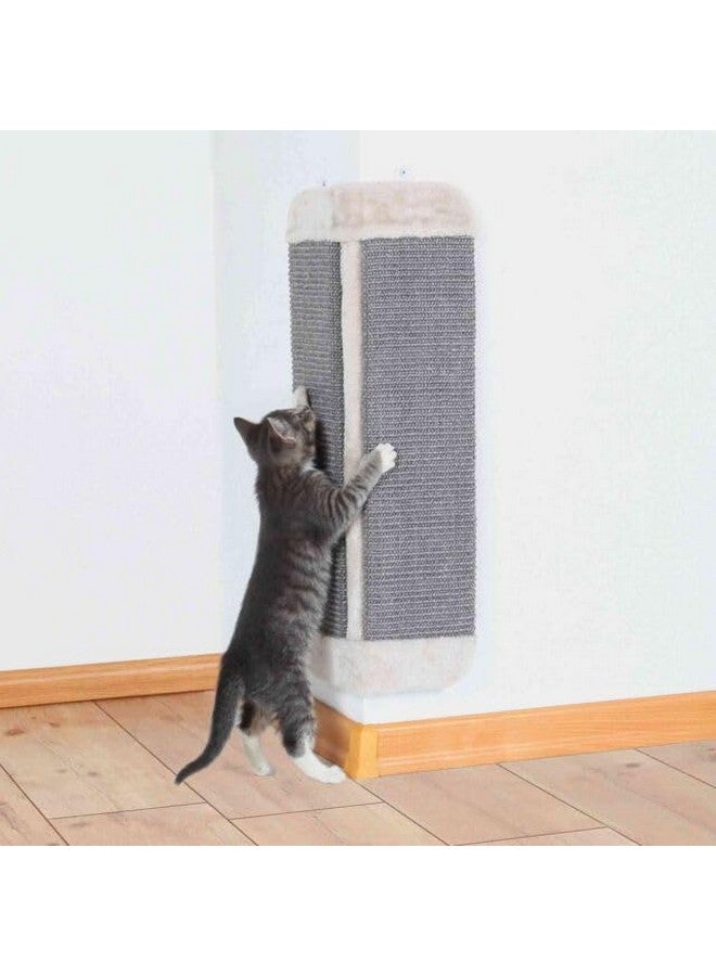 تريكسي لوح خدش حائط من السيزال للقطط، لوح خدش حائطي للزوايا، لوح خدش بمخالب، وسادة حائط للقطط، حبل من الخيش، قماش فرو، واقي أثاث - رمادي (32 × 60 سم) - Image 2