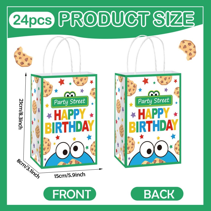 MinFyberd 24Pcs Street Theme Birthday Party Supplies Cookie Theme Cartoon Friends Party Favor Bags with Handles Street Red Brick Wall Treat Candy Goodie Bags Decorations for Kids Baby Shower Birthday Favors - Image 2