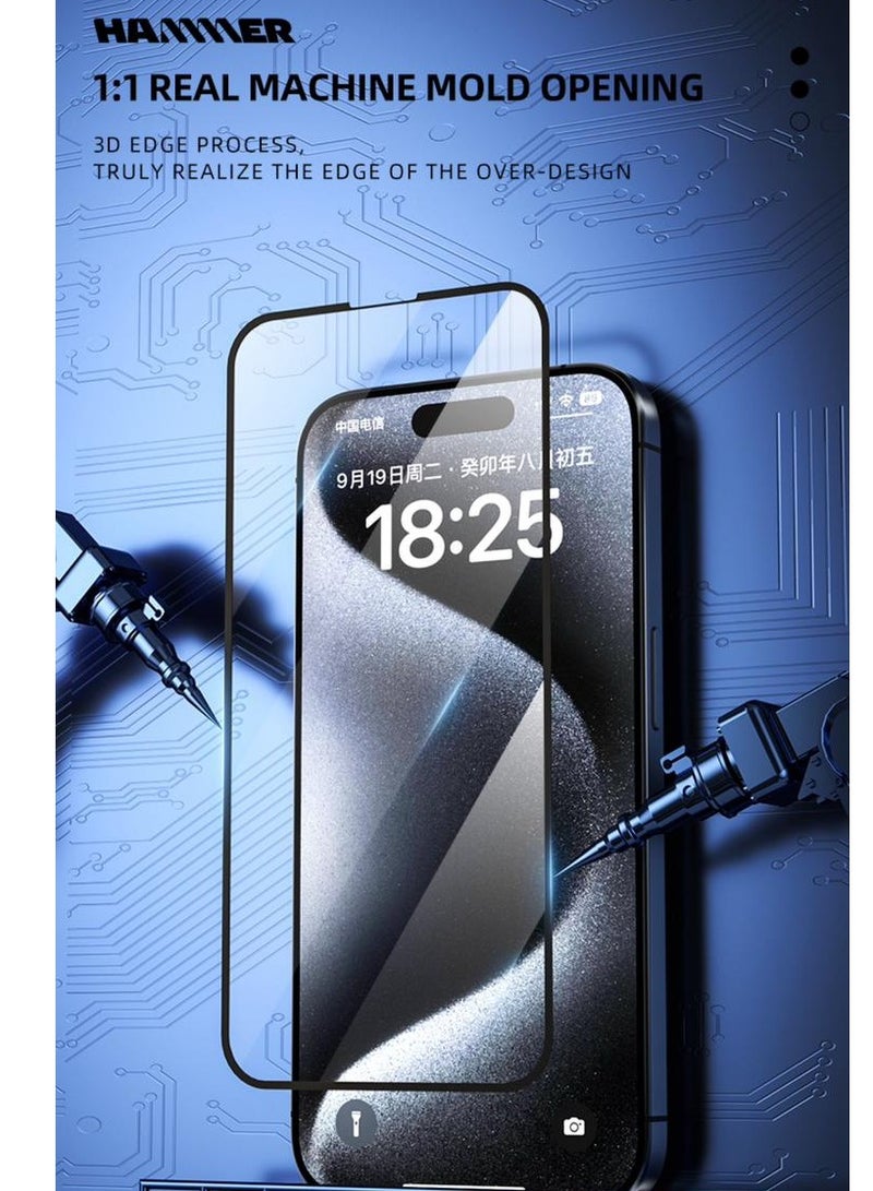 Hammer Integrated Hummer package for iPhone 15 , anti-yellowing, resistant to falling by a degree, slim crystal case, full lens protection, anti-scratch - Image 3