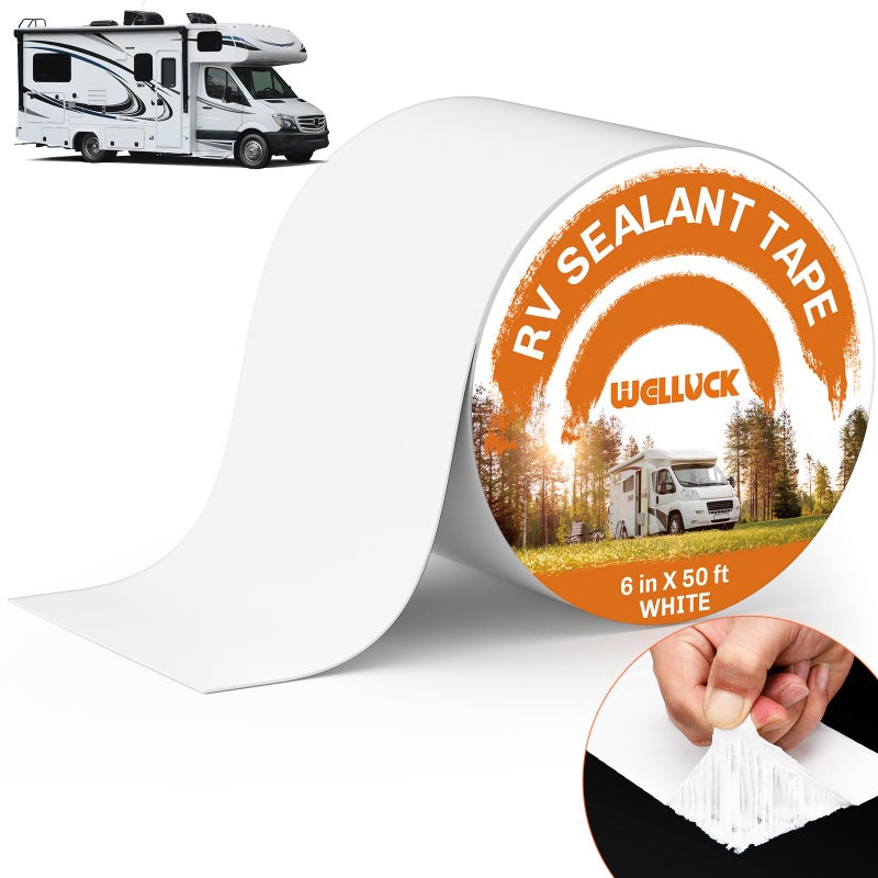 WELLUCK RV Roof Sealant Tape Camper Roofing Repair Tape 6 Inch X 50 Foot Natural White RV Tape for Roof Repair Camper Trailer Boat Sealing Leak Repair UV  Waterproof