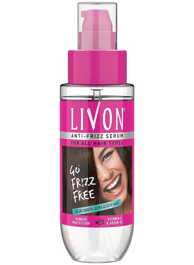 Livon Serum Anti frizz Serum  For All Hair Types Damage Protection With Vitamin E & Argan Oil 100 ml