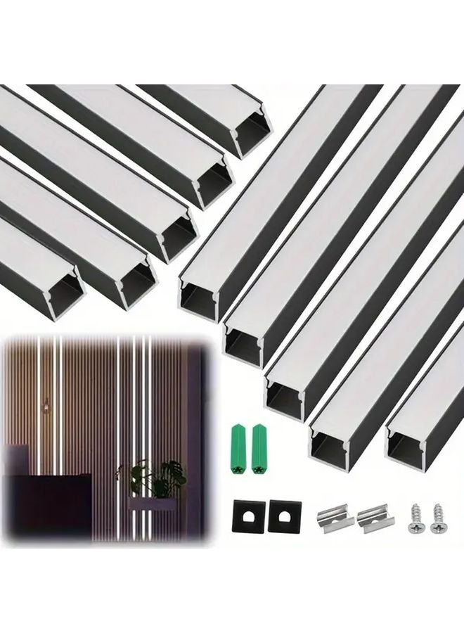 10 Pack Black LED Strip Light Diffuser Channel U Shape Aluminum Profile With Covers - Image 5