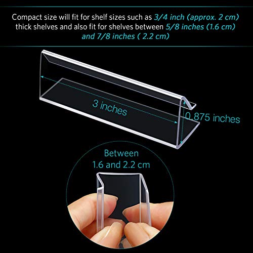 Outus Plastic Label Holder Wire Shelf Label Holder 3 x 0875 Inches Pockets Shelf Price Tag Holders Fits 16 to 22 mm Shelving for Supermarket Library Kitchen Bookshelf Storage Bins30 Pieces - Image 3