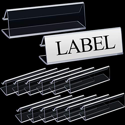 Outus Plastic Label Holder Wire Shelf Label Holder 3 x 0875 Inches Pockets Shelf Price Tag Holders Fits 16 to 22 mm Shelving for Supermarket Library Kitchen Bookshelf Storage Bins30 Pieces - Image 1