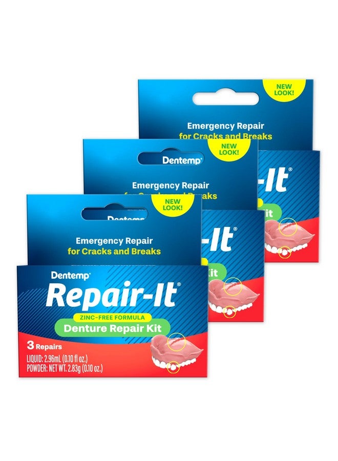 Dentemp Repair Kit - Repair-It Advanced Formula Denture Repair Kit (Pack of 3) - Denture Repair Kit Repairs Broken Dentures - Denture Repair to Mend Cracks & Replace Loose Teeth - Image 1