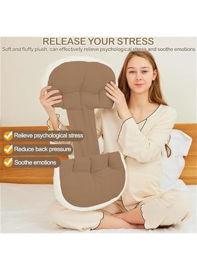 HOOKOR Pregnancy Pillow for Sleeping, Super Soft and Comfortable Side Sleeping Support for Back, Belly, and Legs, a Must-Have for Pregnant Women, Designed with Faux Fur for Superior Comfort (Khaki)  - Image 2