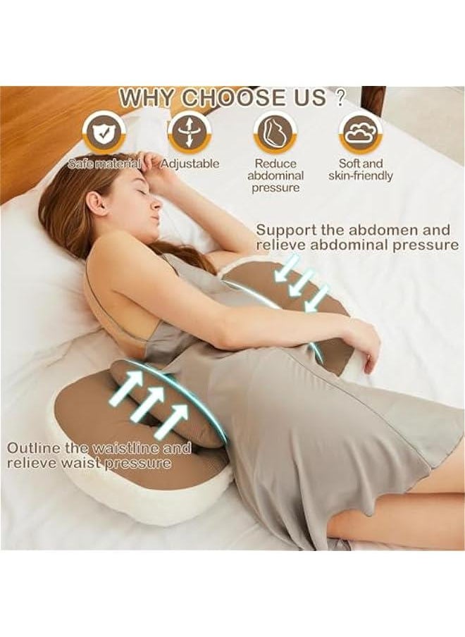 HOOKOR Pregnancy Pillow for Sleeping, Super Soft and Comfortable Side Sleeping Support for Back, Belly, and Legs, a Must-Have for Pregnant Women, Designed with Faux Fur for Superior Comfort (Khaki)  - Image 3