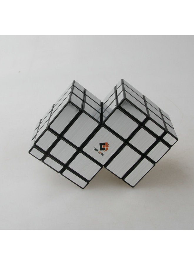 Ladder Color Two-piece Three-Mirror Cube Mirror 2-piece Cube Mirror Siamese Cube Black-Color:Two-in-a-row Three-mirror Rubik's Cube (black Background, Gold And Silver)  - Image 1