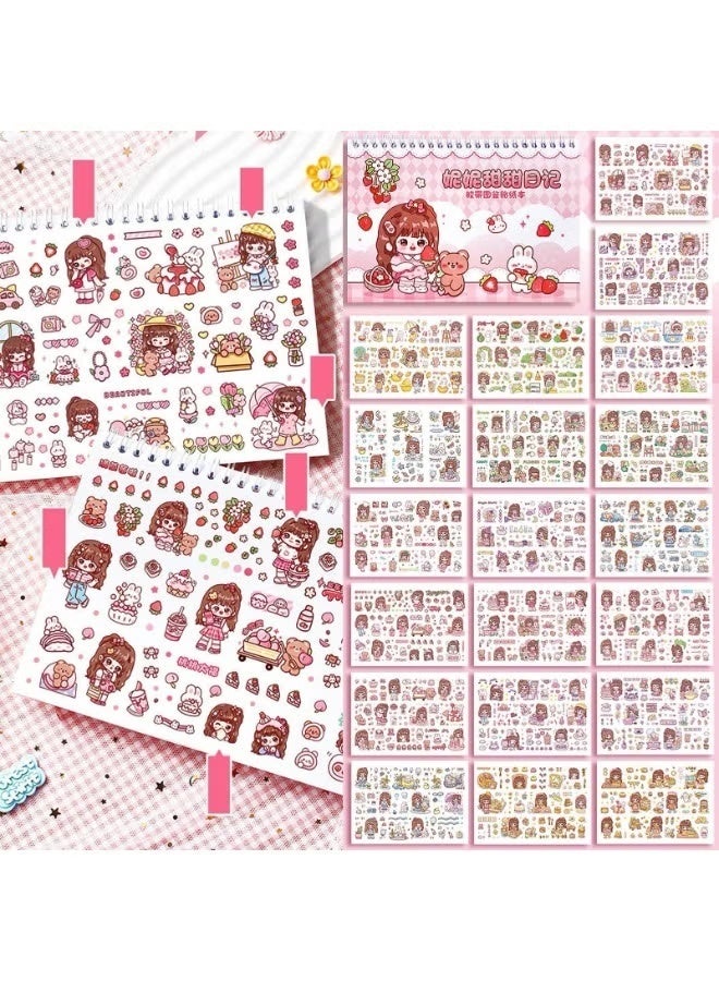 Adorable Cartoon Character Sticker Book Featuring 1,000 Mini Self-Adhesive Decorative Stickers - Perfect for DIY Scrapbooking, Journaling, and Crafting; Includes Irregular Shapes with Shimmery Finish and Portable Design for Easy Use in Notebooks, Diaries, and Office Supplies - Image 3