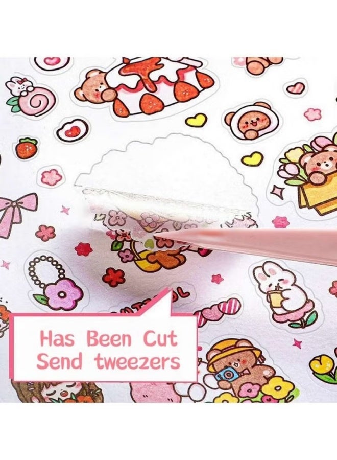 Adorable Cartoon Character Sticker Book Featuring 1,000 Mini Self-Adhesive Decorative Stickers - Perfect for DIY Scrapbooking, Journaling, and Crafting; Includes Irregular Shapes with Shimmery Finish and Portable Design for Easy Use in Notebooks, Diaries, and Office Supplies - Image 2