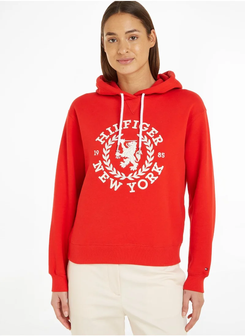 TOMMY HILFIGER Embroidered Logo Drawstring Hoodie