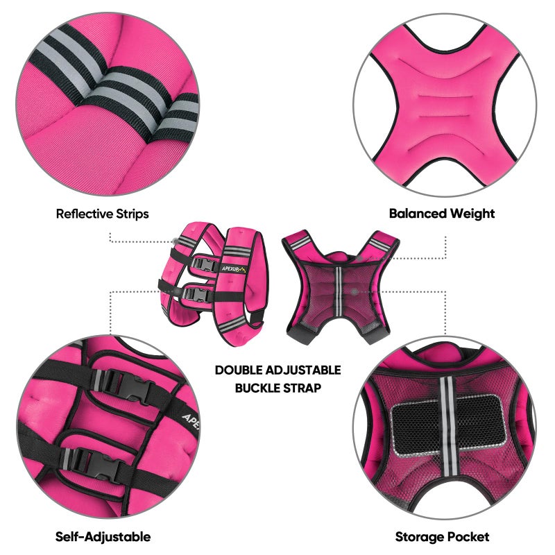 APEXUP 15lbs Weighted Vest Men Women, Weight Vest for Women Workout Equipment for Strength Training Running (Pink) - Image 4