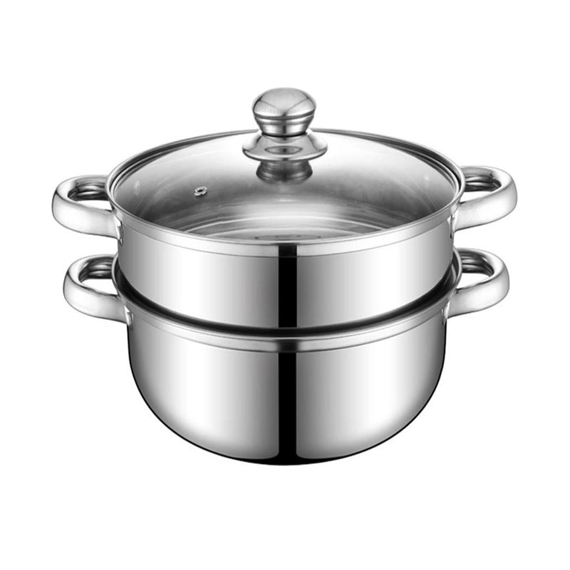 Lcilent وعاء بخار للطهي 88 بوصة وعاء بخار 2 طبقة متعدد الاستخدامات 188 وعاء بخار من الفولاذ المقاوم للصدأ مع غطاء للخضار ودامبلينغ ومرق وصوص وطعام