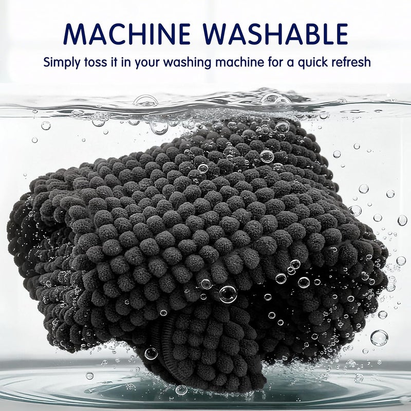 subrtex Bathroom Rugs, 24" x 60" Chenille Bath Rug Soft Short Plush Bath Mat Soft Shower Mat Water Absorbent Shower Mat Quick Dry Machine Washable, Black - Image 5
