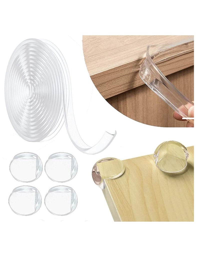 Clear Silicone Baby Edge Corner Protector Set 6m Long Soft Bumper Strip 4 Packs for Furniture Safety Baby Proofing Adjustable - Image 1