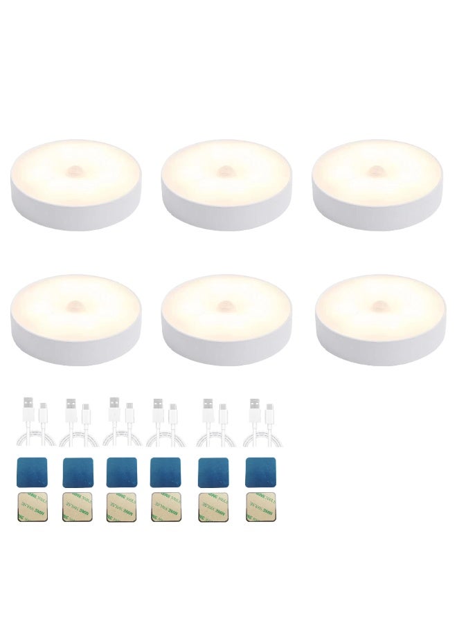 6 Pack Wireless Motion Sensor Lights, 8 LEDs Type-C Rechargeable Magnetic Light for Cabinet, Kitchen, Stairs, Wall, White - Image 1