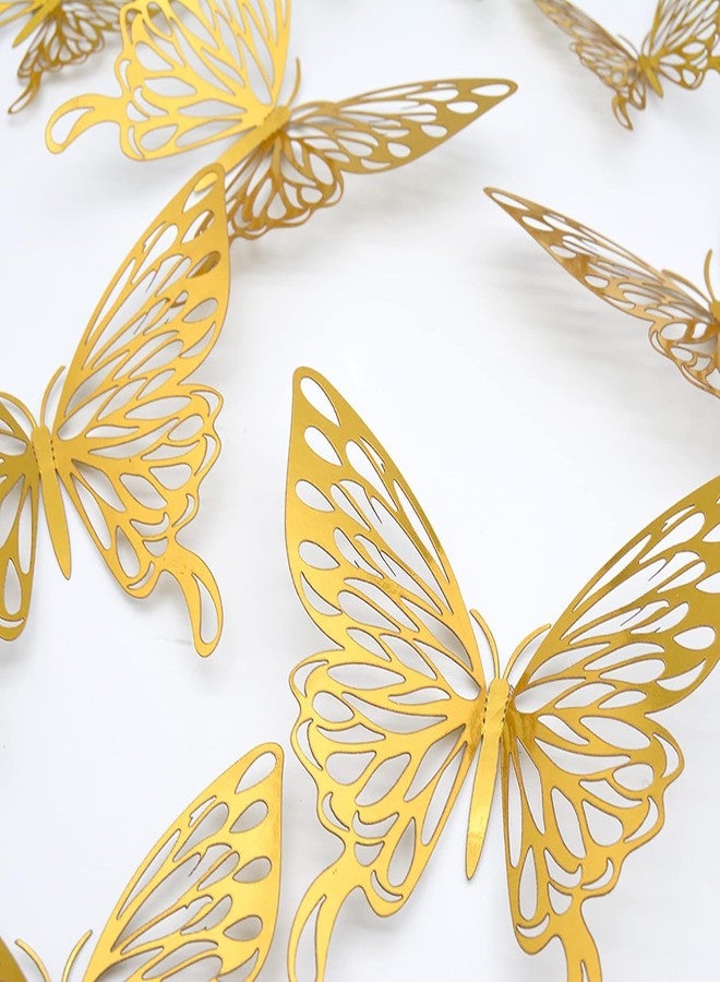ravido 12 Pcs 3D Butterfly Wall Stickers 3 Sizes Removable Butterflies Sticker,Decoration Kids Bedroom and Wedding,Pattern N(Gold) - Image 4