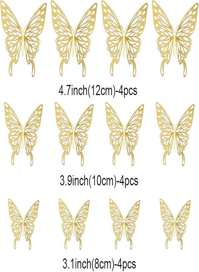 ravido 12 Pcs 3D Butterfly Wall Stickers 3 Sizes Removable Butterflies Sticker,Decoration Kids Bedroom and Wedding,Pattern N(Gold) - Image 2