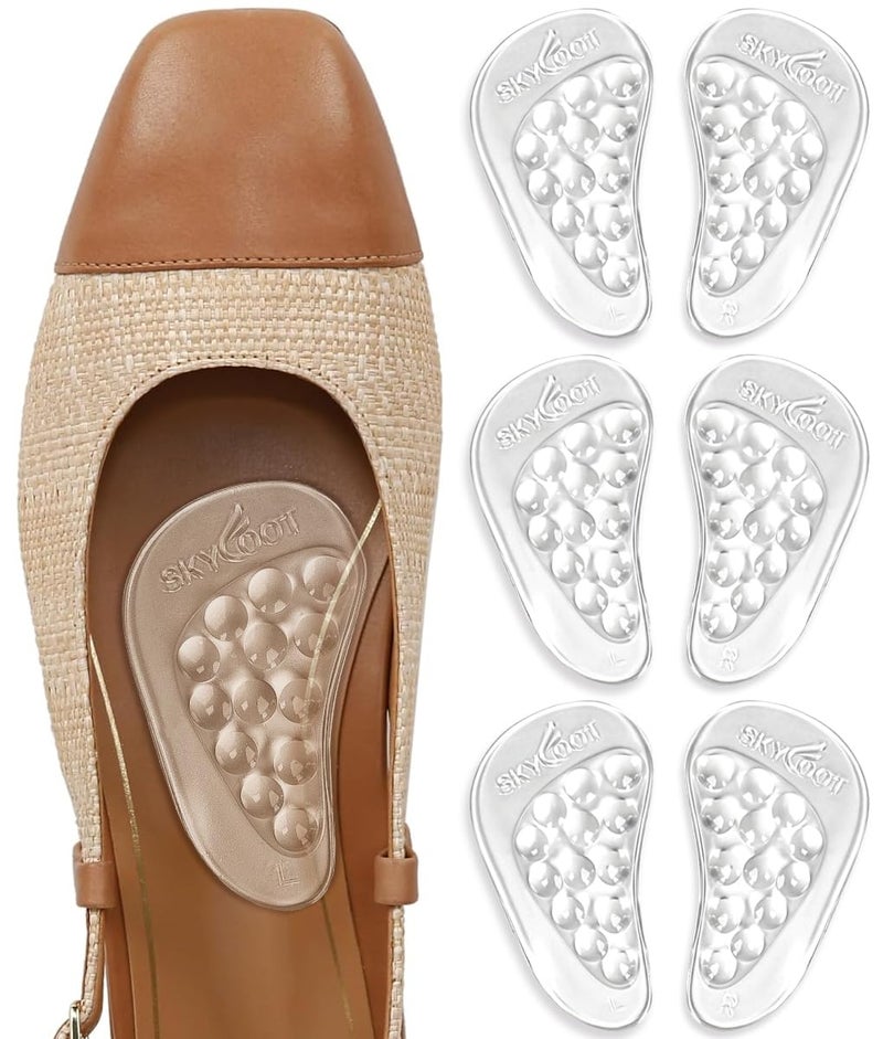 Skyfoot Arch Support Inserts for Flat Feet Plantar Fasciitis Arch Insoles for Foot Pain and Pressure Relief 3 Pairs Crystal