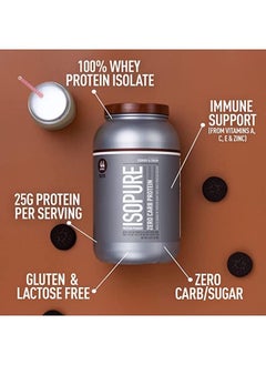Isopure Zero Carb Whey Protein Isolate Powder with Vitamin C & Zinc for Immune Support, 25g Protein, & Keto Friendly -  Cookies & Cream, 1 Lb , 15 Servings (454 G)  - Image 2