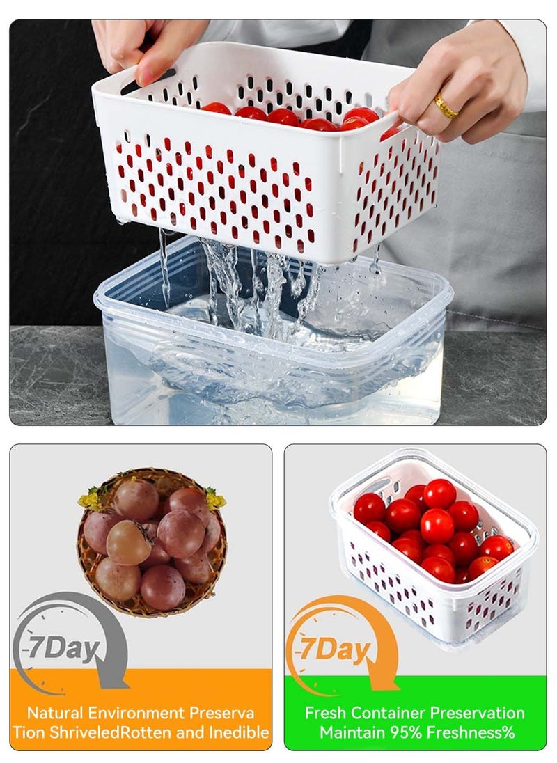 LEOKOR - 5 Pack Fruit Storage Containers for Fridge with Removable Colanders, Airtight Produce Vegetable Berry Containers for Fridge, All-In-One Food Storage Containers for Washing, Draining, Freshness - Image 1