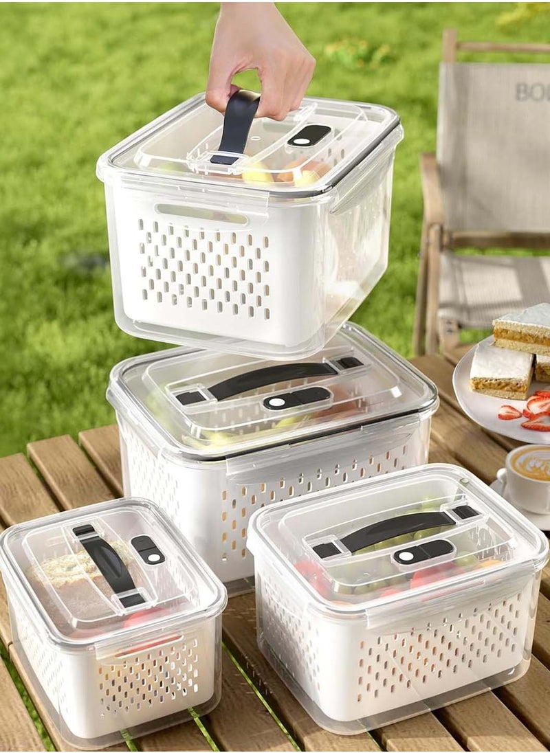 LEOKOR - 5 Pack Fruit Storage Containers for Fridge with Removable Colanders, Airtight Produce Vegetable Berry Containers for Fridge, All-In-One Food Storage Containers for Washing, Draining, Freshness - Image 1