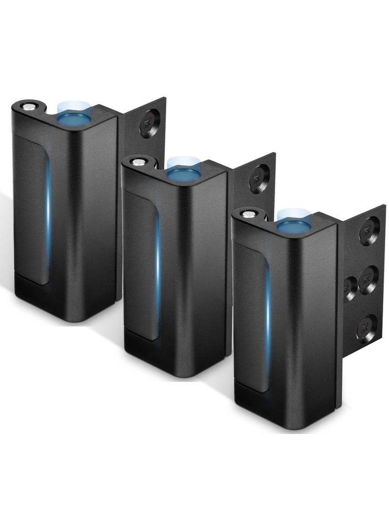 SYOSI Lock Home Security Door Reinforcement, 3Pack Childproof Safety Door Lock Latch Inside Stopper, Add High Security to Prevent Home Unauthorized Entry, Aluminum Construction Finish Black  - Image 1