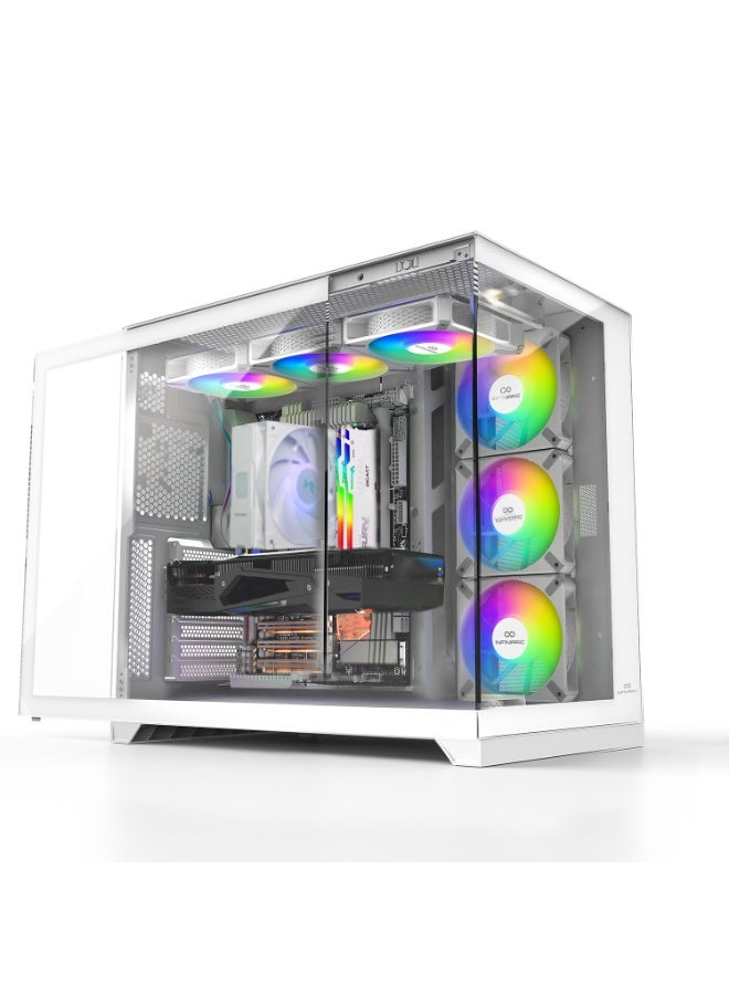 انفني ارك حاسوب ألعاب INFINIARC RTX 5070 المكتبي (حالة مكعبة، لوحة أم B860 DS3H، بطاقة رسومات RTX 5070 بسعة 12 جيجابايت، معالج Intel Ultra 5، ذاكرة RAM بسعة 16 جيجابايت DDR5، قرص SSD بسعة 1 تيرابايت M.2، مبرد هواء ARGB رقمي، مزود طاقة CORE GX Plus بقوة 750 واط، ويندوز برو) أبيض - Image 2