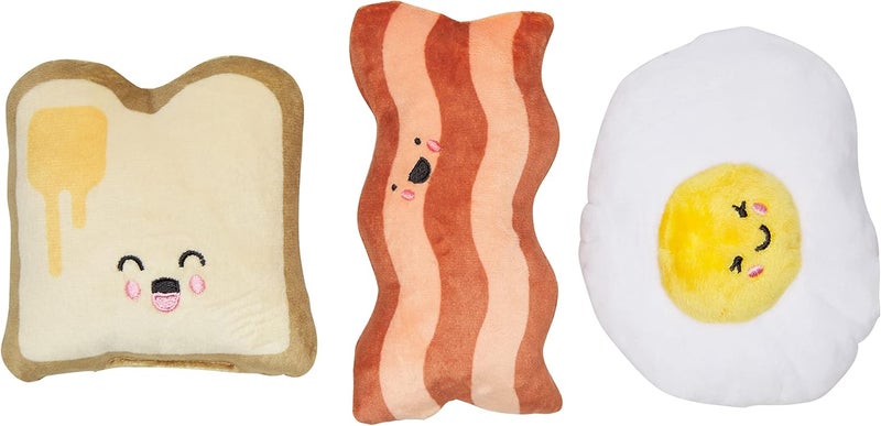 Pearhead Barkfast Dog Toys Set of 3 Plush Pet Squeaker Toys Breakfast Dog Toy Set Toast Bacon  Egg Toy Set Must Have Pet Accessories for Pet Owners - Image 1