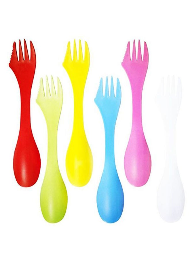 نيبمينينت طقم أدوات مائدة محمول مكون من شوكة وملعقة، 6 قطع متعدد الألوان