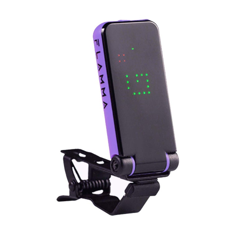 FLAMMA Guitar Tuner Clip On Tuner for Electric Guitar Bass Tuner Ukulele Tuner Power Saving Mode LED Display Metal Clip (Purple) - Image 1