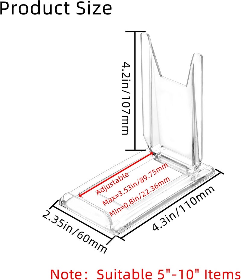 TERDEWE （10 Pack ）Acrylic Book Stand for Display Adjustable Clear Display Holder Easel Collector Stand for Home Office Back to School Comic Album CD Magazine Postcard Artworks (4.2 x 4.3 x 2.35 Inch) - Image 3