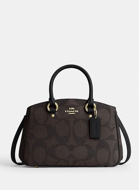 Coach Savannah Small Carryall Bag In Signature Canvas, Women's Shoulder Bag, Women's Cross-Body Bag, Women's Hand Bag, Women's  Tote Bag, Walnut-Black