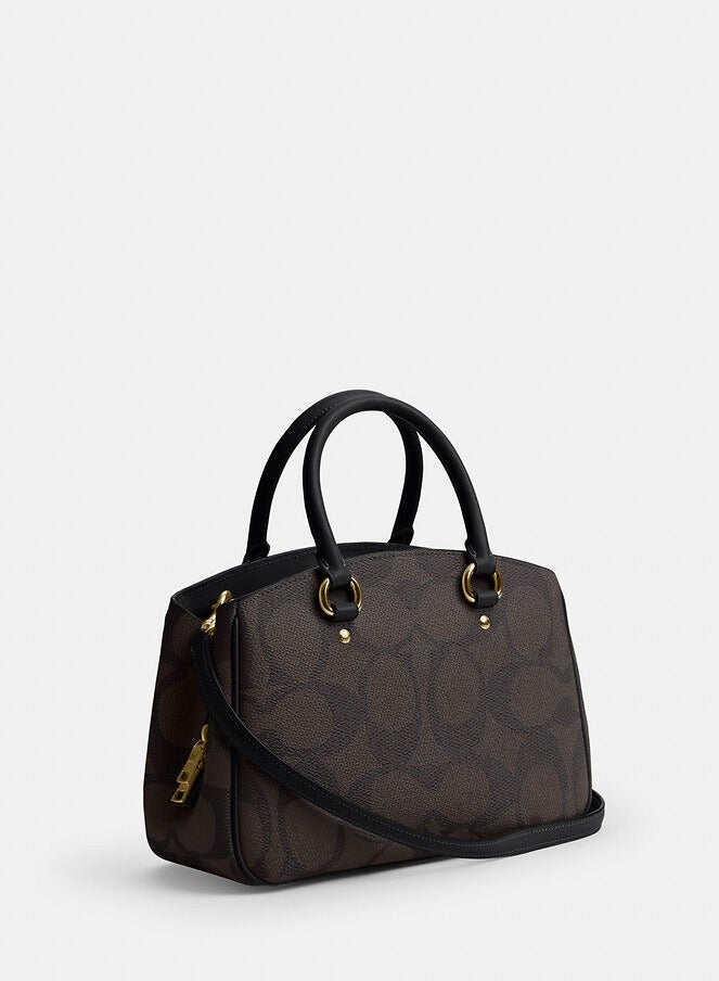 coachoutlet Coach Savannah Small Carryall Bag In Signature Canvas, Women's Shoulder Bag, Women's Cross-Body Bag, Women's Hand Bag, Women's  Tote Bag, Walnut-Black - Image 4