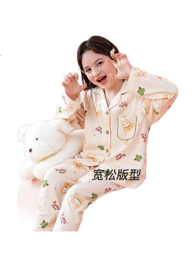 Fenton Children'S Pajamas, Girls' Antibacterial Pure Cotton Spring Cartoon Long-Sleeve Sleepwear For Older Children, Home Wear Q9Fj257930901 - Image 1