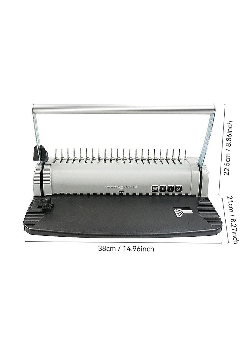 Kidle Binding Machine 21-Hole Comb Punch Binder Machine for Letter Size / A4 / A5 Paper Easy to Punch Handle Adjustable Margin - Image 2