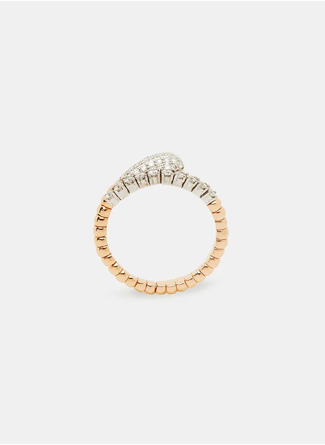 أناكا 18Kt Rose+White Gold Ring Studded with Natural Diamonds