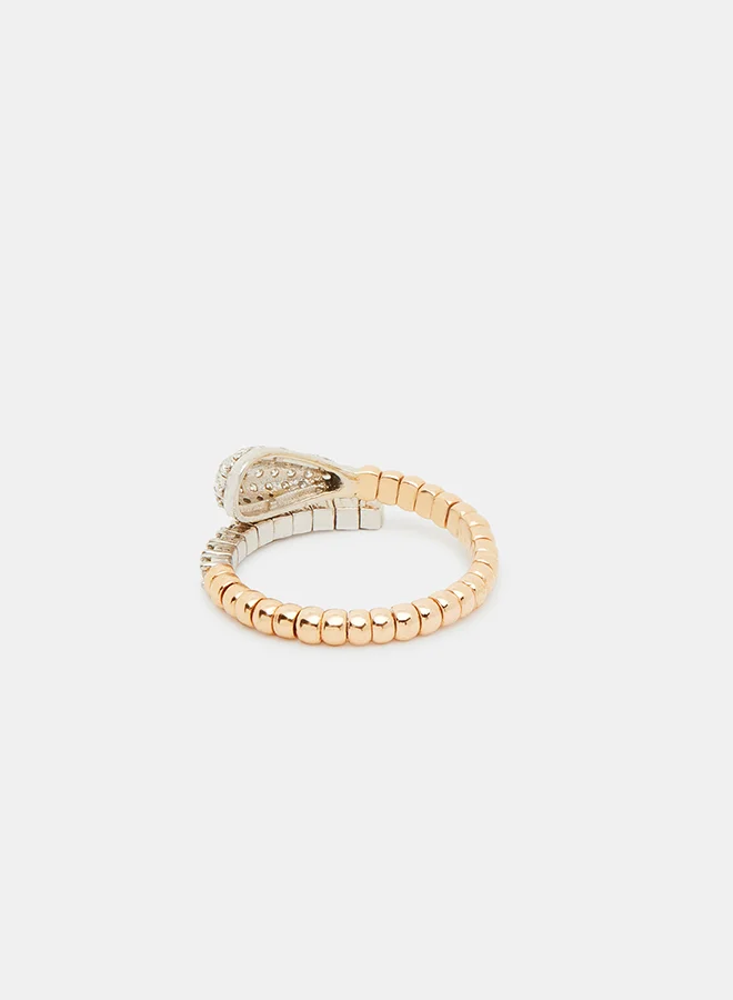 Annaka 18Kt Rose+White Gold Ring Studded with Natural Diamonds