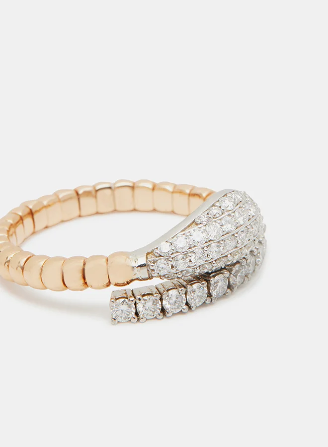 Annaka 18Kt Rose+White Gold Ring Studded with Natural Diamonds