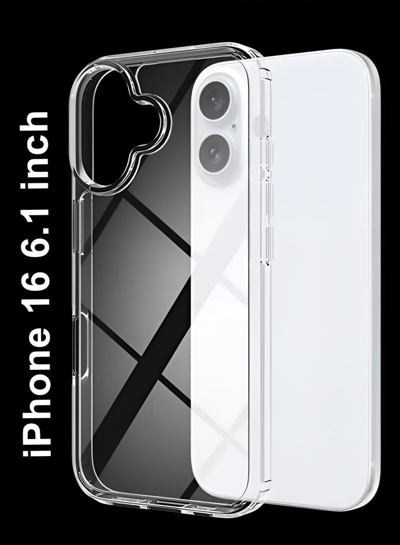 BORTONY iPhone 16 Case 6.1 inch Crystal Clear Scratch Resistant iPhone 16 Cover Transparent Slim Thin Shockproof Protective Case Cover for iPhone 16 - Image 1