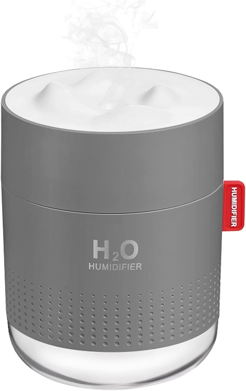 MOVTIP Portable Mini Cool Mist Humidifier, 500ml USB Personal Desktop Humidifier for Baby Bedroom Travel Office Home, Auto Shut-Off, 2 Mist Modes, Super Quiet, Gray - Image 1