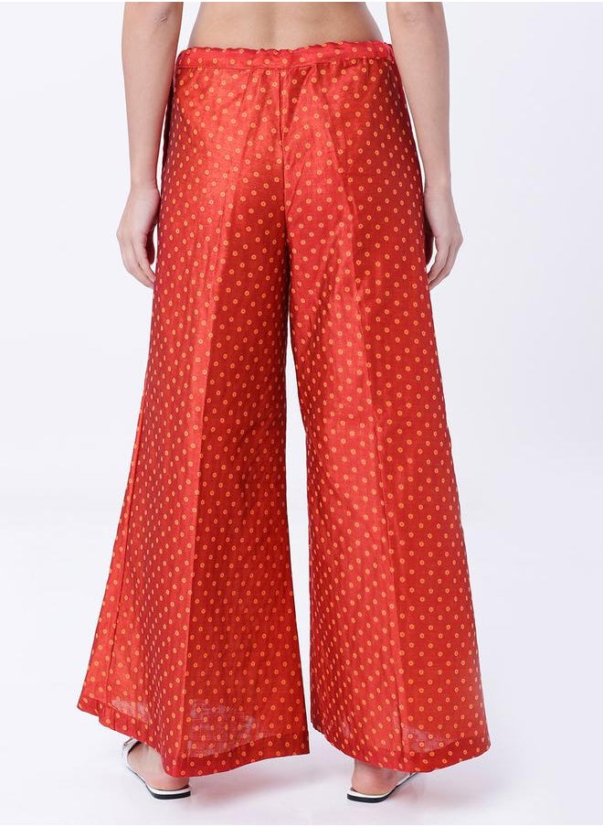 Vishudh Women Red Regular Fit Printed Parallel Pant by Styli  - Image 3