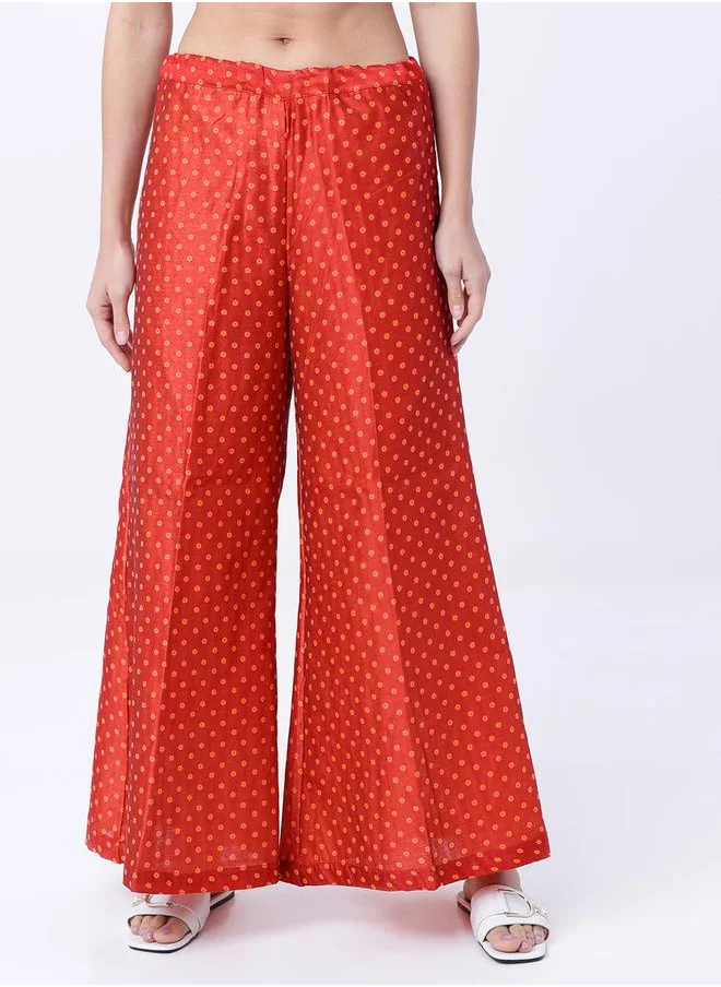 Vishudh Women Red Regular Fit Printed Parallel Pant by Styli