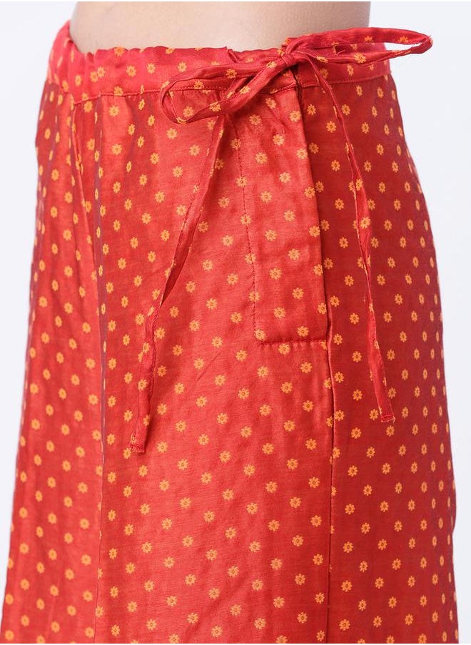 Vishudh Women Red Regular Fit Printed Parallel Pant by Styli  - Image 4