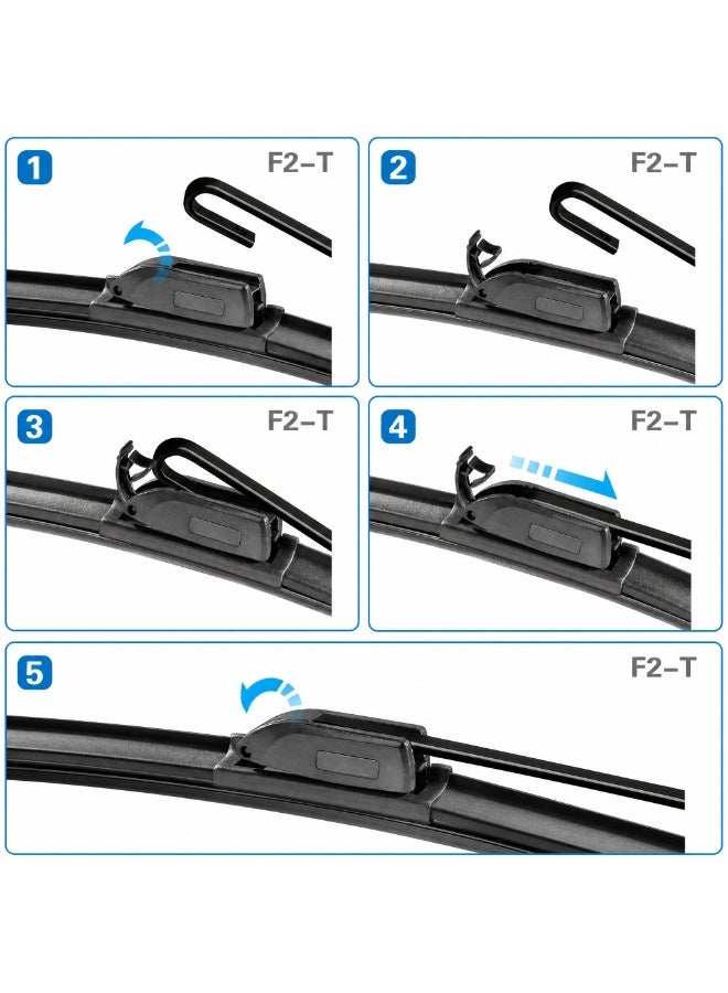 METO Silicone Windshield Wiper Blades 26" + 18" (650mm + 450mm), U/J-Hook, OEM-Grade All-Weather Silicone Material, Stable Wiping Without Streaks, Fits Left & Right Hand Drive Vehicles, for Toyota Camry 2012-2016 - Image 2