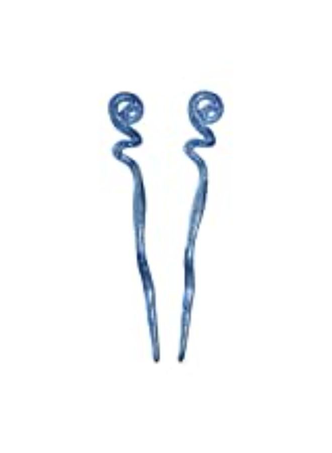 Motique Accessories Blue Twirl Hair Sticks With Glitter And Diamonds Chopsticks - Set Of 2  - Image 3