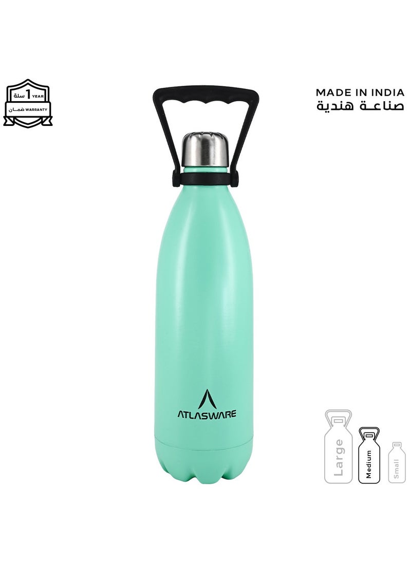 Atlasware - Water Bottle with a Capacity of 1000 ml, Stainless Steel Water Bottle that keeps Cold for 82 Hours and Keeps Heat for 34 Hours, Tiffany - Image 1