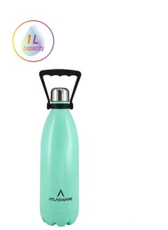 Atlasware Water Bottle with a Capacity of 1000 ml, Stainless Steel Water Bottle that keeps Cold for 82 Hours and Keeps Heat for 34 Hours, Tiffany  - Image 2